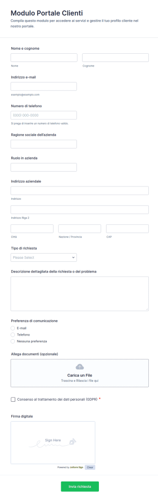 Modulo Portale Clienti