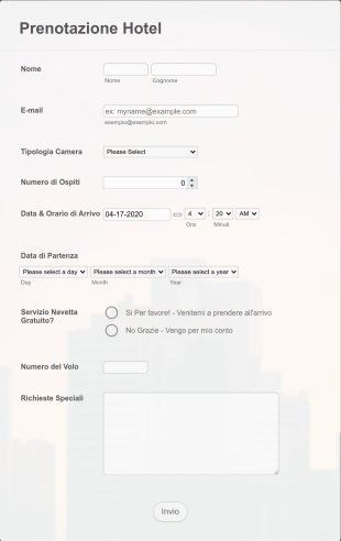 Modulo Prenotazione Hotel Form Template