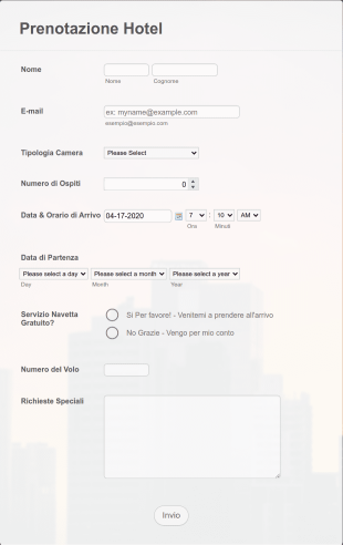 Modulo Prenotazione Hotel Form Template
