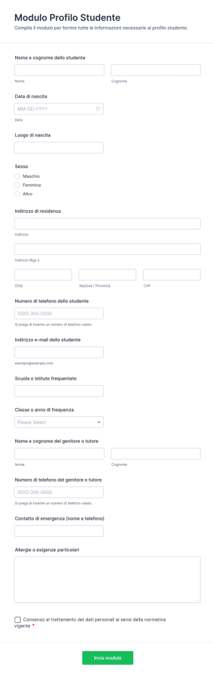 Modulo Profilo Studente