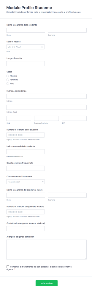 Modulo Profilo Studente