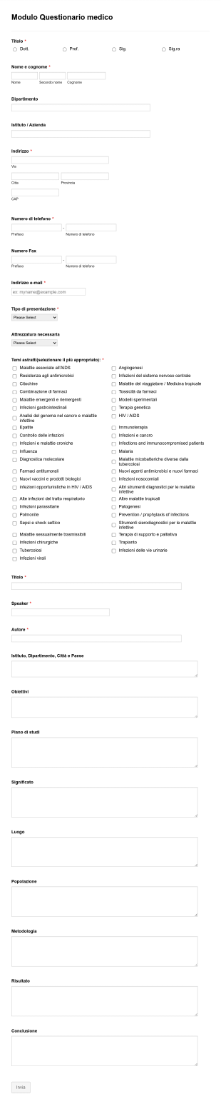 Modulo Questionario Medico Form Template