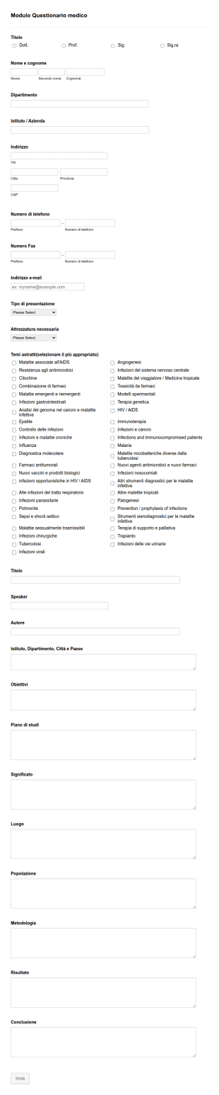 Modulo Questionario Medico