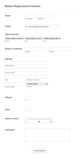 Modulo Registrazione Alla Palestra