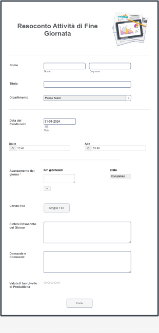 Modulo Report Giornaliero Dipendente Form Template
