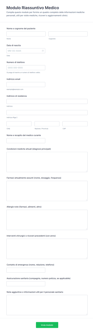 Modulo Riassuntivo Medico