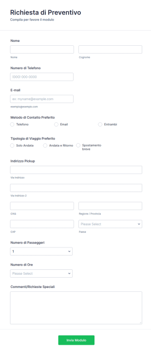 Modulo Richiesta Di Preventivo