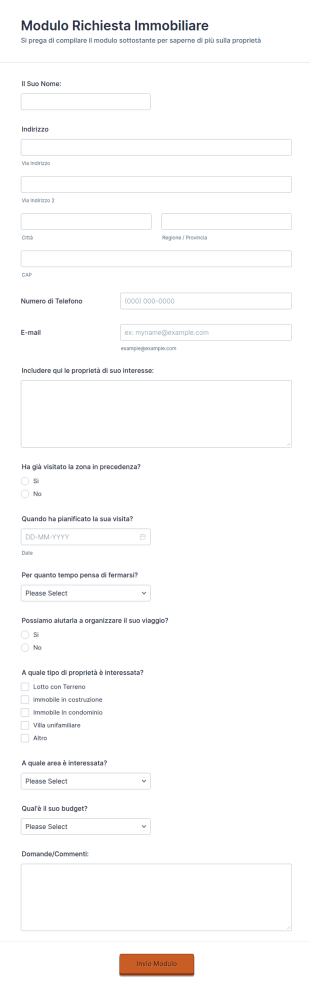 Modulo Richiesta Immobiliare