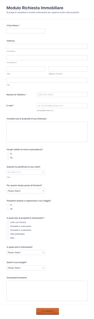 Modulo Richiesta Immobiliare Form Template