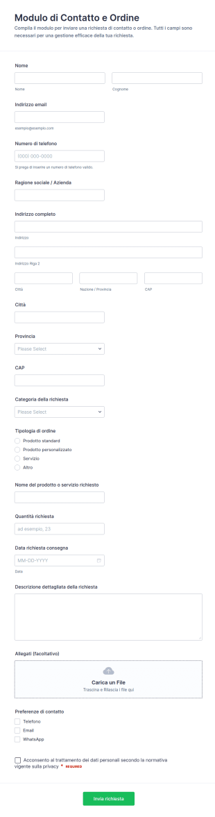 Modulo Richiesta Ordine Di Contatto