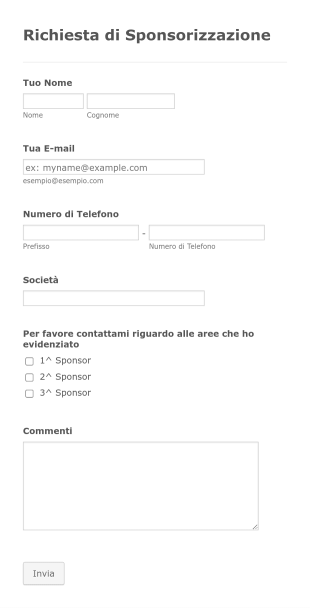 Modulo Richiesta Sponsorizzazione Form Template