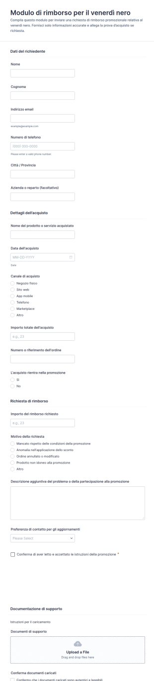 Modulo Rimborso Black Friday