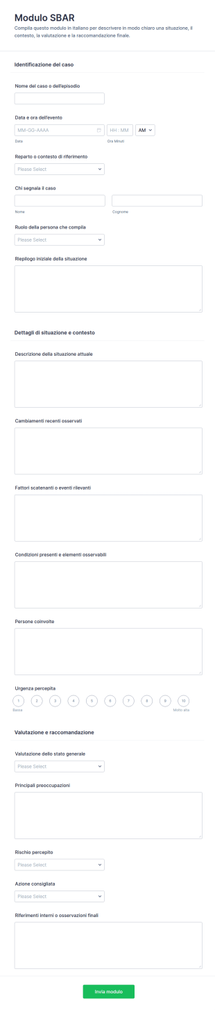 Modulo SBAR Per L'analisi Culturale E La Localizzazione
