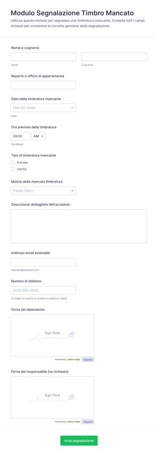 Modulo Segnalazione Timbro Mancato
