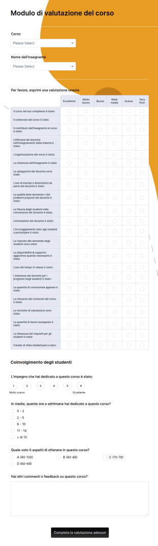 Modulo Valutazione Del Corso