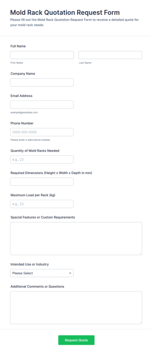 Mold Rack Quotation Request Form Template