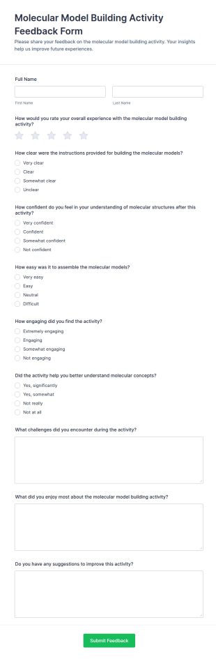 Molecular Model Building Activity Feedback Form Template