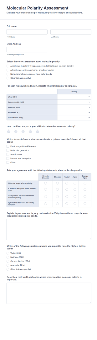 Molecular Polarity Assessment Form Template