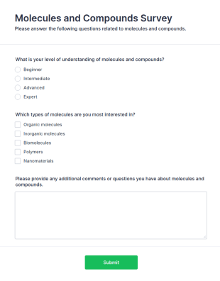 Molecules And Compounds Survey Form Template