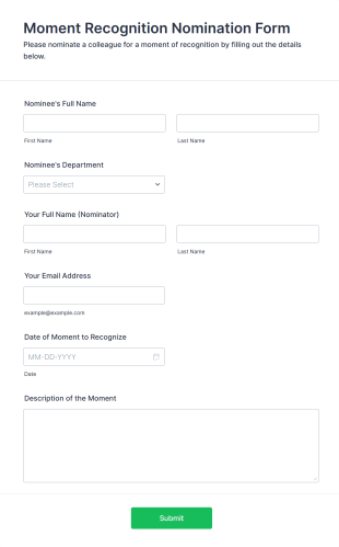 Moment Recognition Nomination Form Template