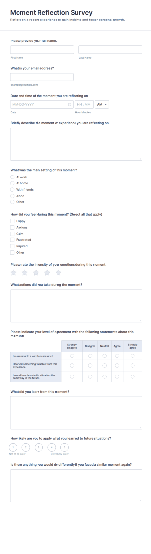 Moment Reflection Survey Form Template