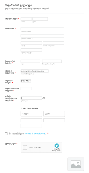 მომხმარებლის ანგარიშის გადახდის ფორ? Form Template