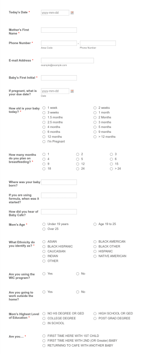 Mom's Community Registration Form Template