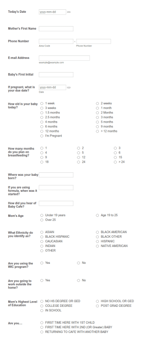 Mom's Community Registration Form Template