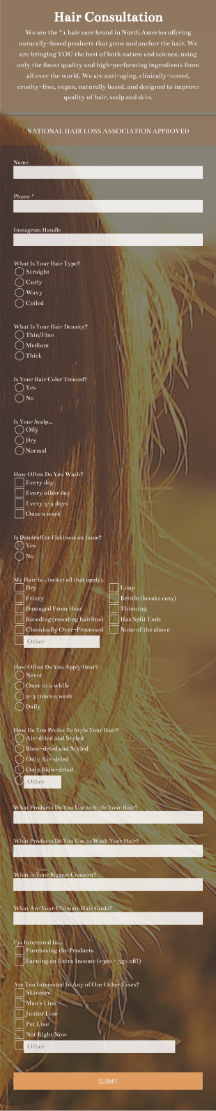 Monat Hair Consultation Form Template