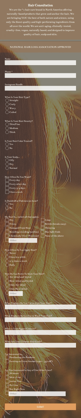 Monat Hair Consultation Form Template