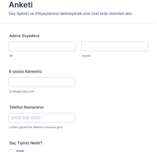 Monat Saç Bakım Danışmanlığı Anketi Form Şablonu