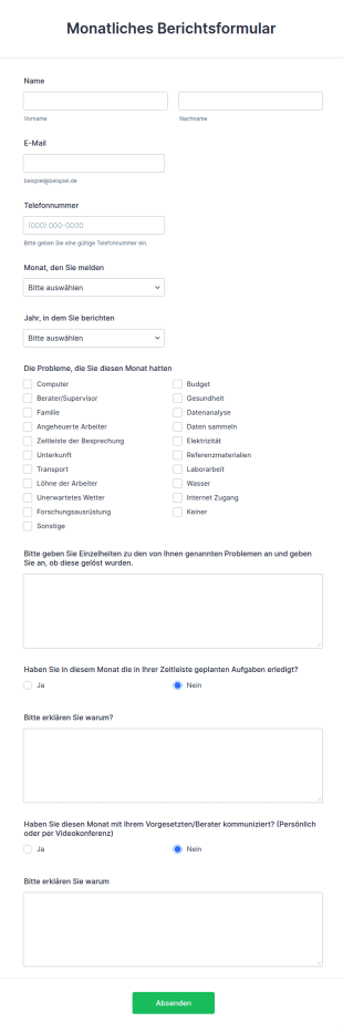 Monatliches Berichtsformular