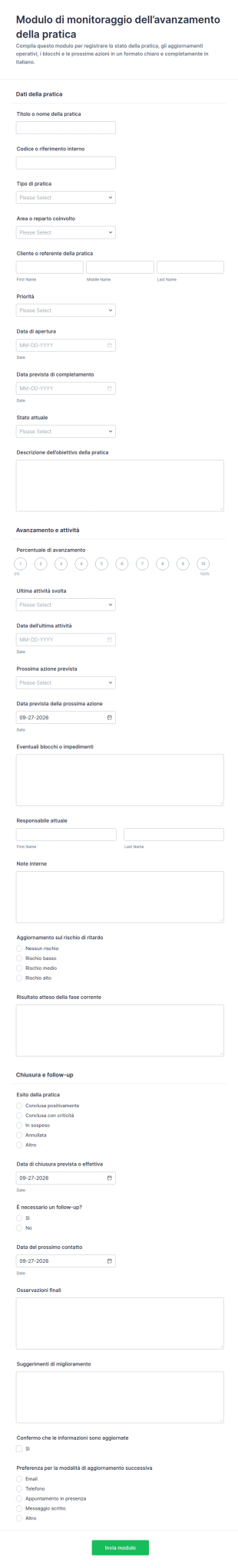 Monitoraggio Avanzamento Formazione