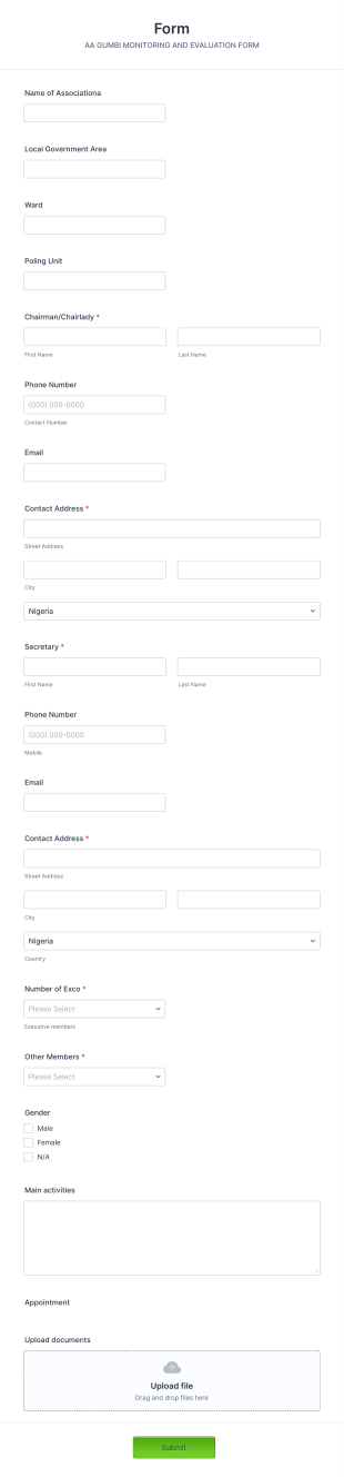 Monitoring And Evaluation Data Form Template