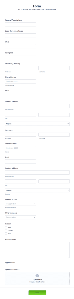 Monitoring And Evaluation Data Form Template