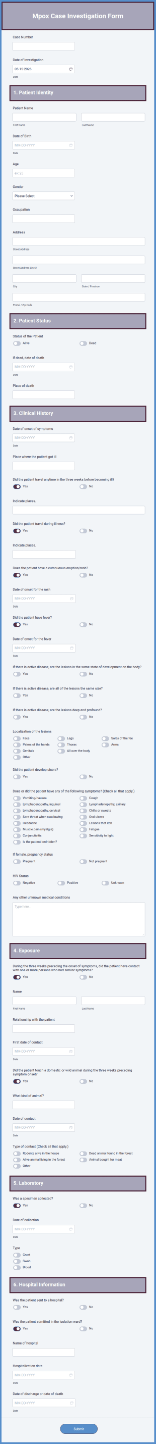 Mpox Investigation Form Template