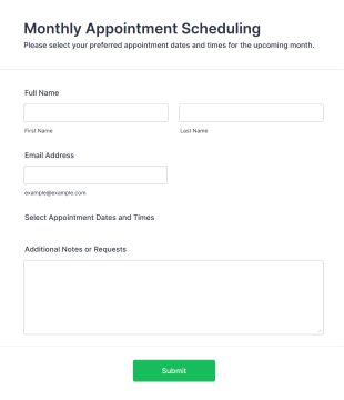 Monthly Appointment Scheduling Form Template