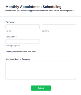 Monthly Appointment Scheduling Form Template