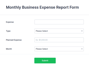 Monthly Business Expense Report Form Template