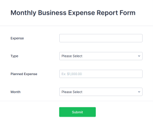 Monthly Business Expense Report Form Template