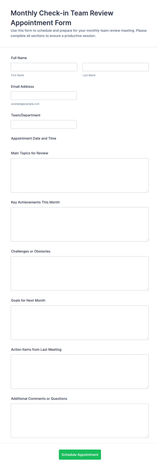 Monthly Check In Team Review Appointment Form Template