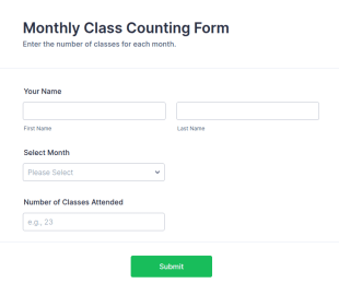 Monthly Class Counting Form Template