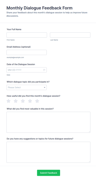 Monthly Dialogue Feedback Form Template
