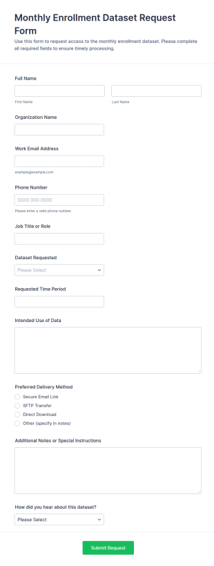 Monthly Enrollment Dataset Request Form Template