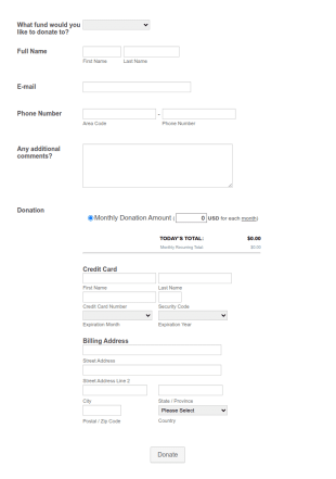 FoundationOne Monthly Fund Donation Form Template