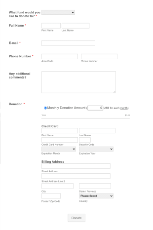 FoundationOne Monthly Fund Donation Form Template