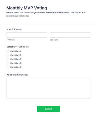 Monthly MVP Voting Form Template