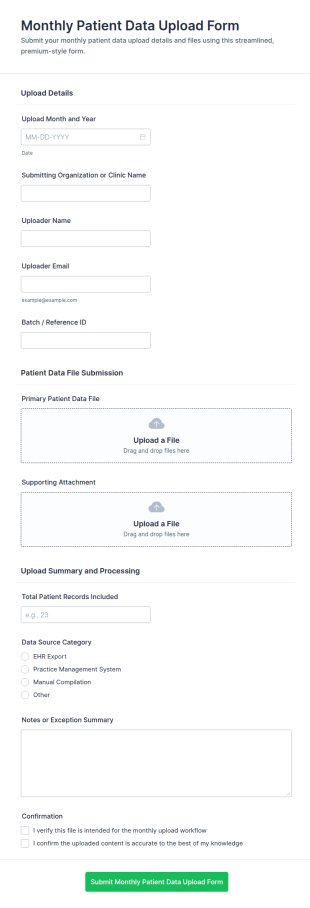 Monthly Patient Data Upload Form Template