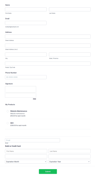 Monthly Payment Submission Form Template