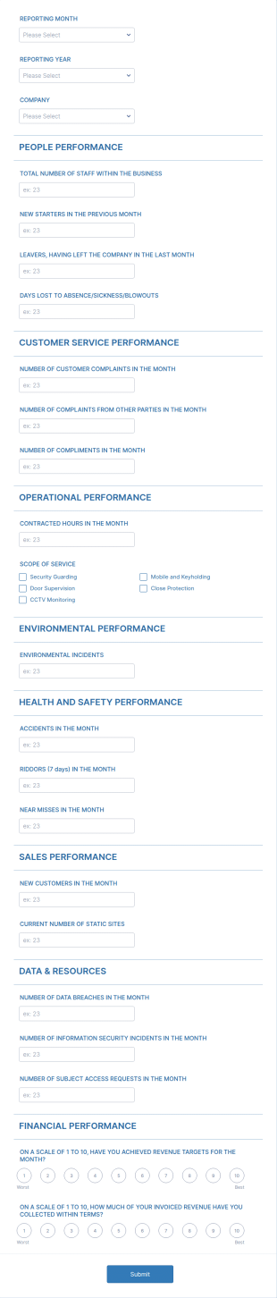 Monthly Report 2021 Form Template